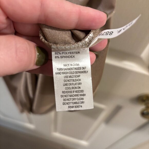 Boston Proper Women's Gold Shimmer Spaghetti Strap Camisole Top w/ Pleated Neck - Picture 4 of 4